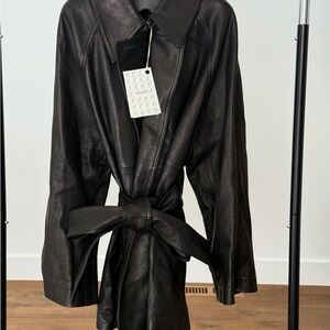 KHAITE Micky Coat Dark Brown/Black Leather Jacket